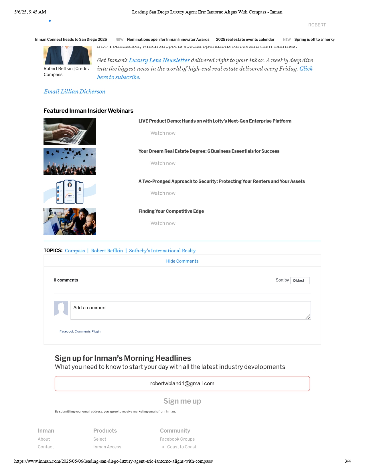 Leading San Diego Luxury Agent Eric Iantorno Alignes with Compass